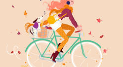 rentrée - vélo - automne - musique - Doré Aussi-illustrateur